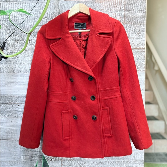 le chateau Jackets & Blazers - Le Chateau | Wool-Blend Cozy Double-Breasted Peacoat - Women's S, Red